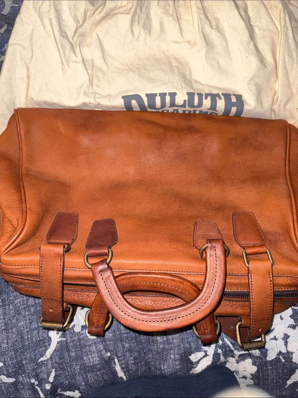 Duluth Trading Co Natural Canvas Tote with Black Logo